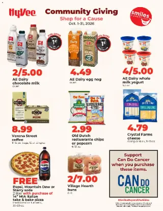 HyVee Community Giving - Shop for a Cause, October Specials cover